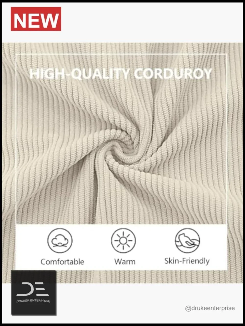 Corduroy Long Sleeve Button-Down Shirt Stand Collar Pullover Sweater Men's